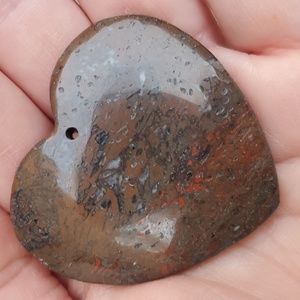 New Natural Plum Jasper Heart Shaped Pendant.